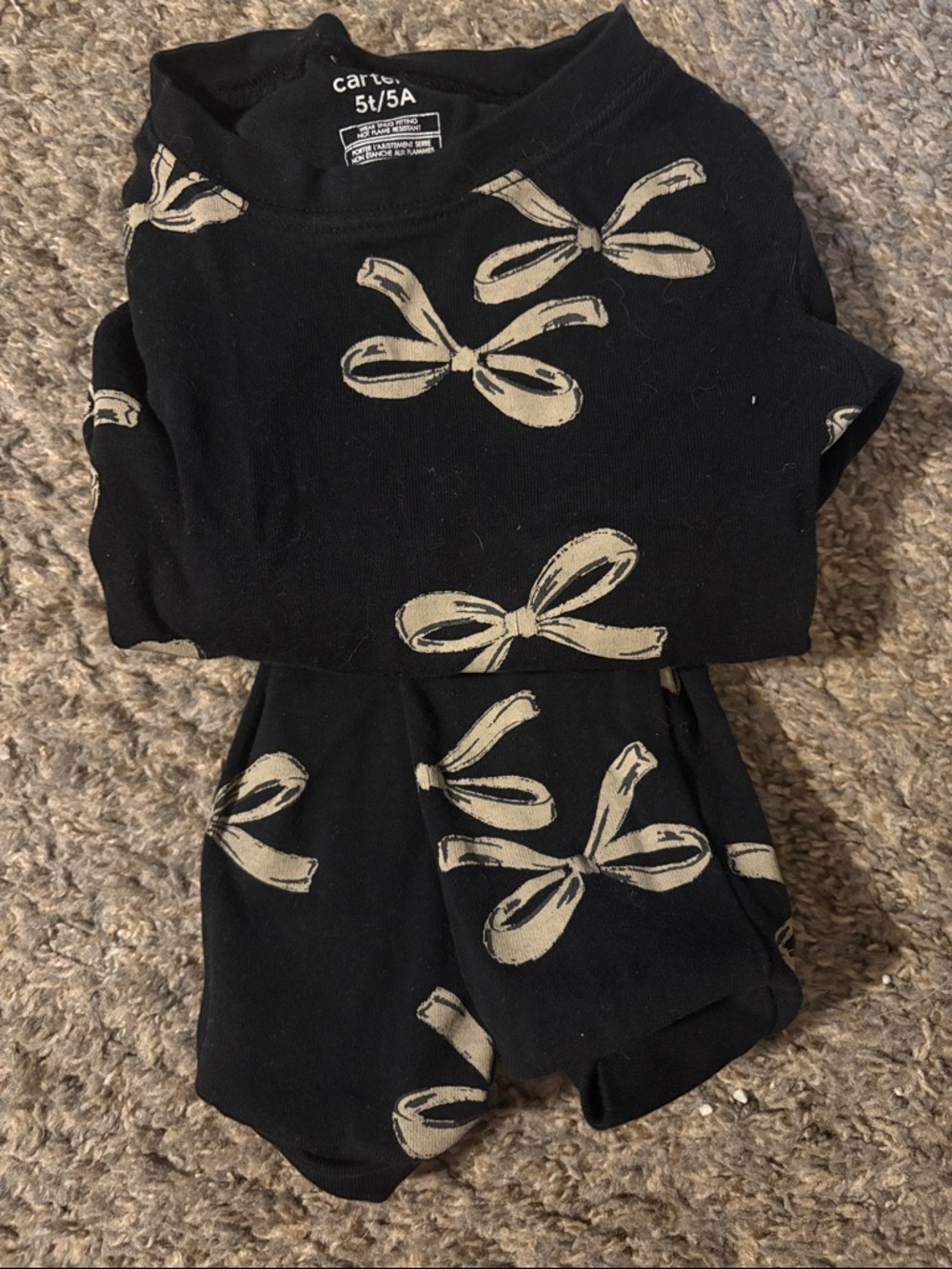 Carter's Black Bow Print Kids Pajama Set